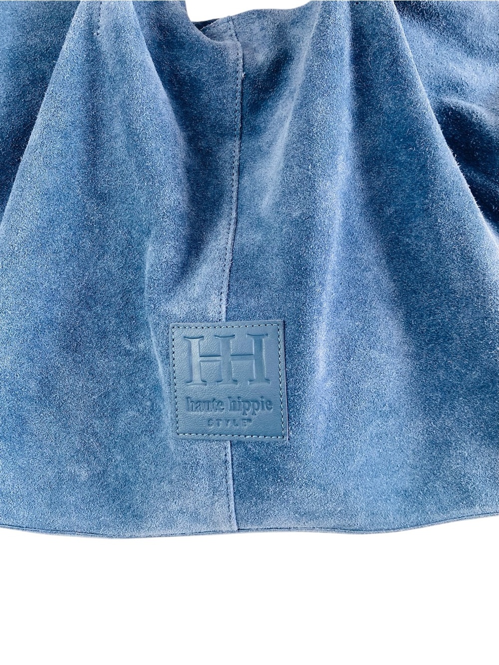 Haute Hippie Blue Suede Cinch Tote W/ Interior Pouch - Picture 2 of 8